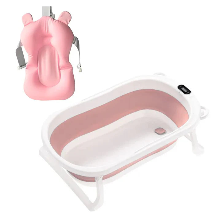 BAÑERA PLEGABLE CON TERMÓMETRO + COJÍN DE SILICIONA