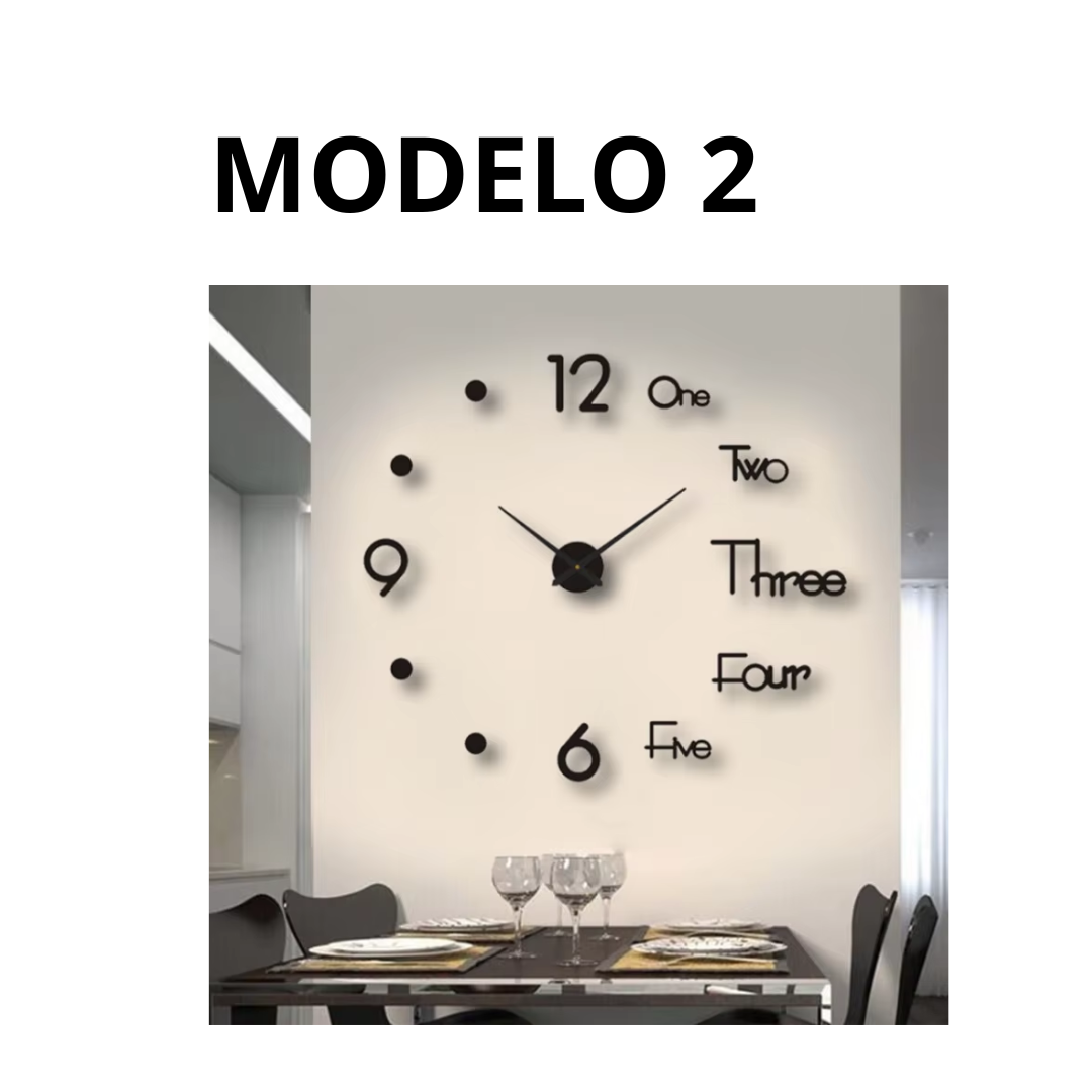 Reloj de pared 3D de 60cm Negro