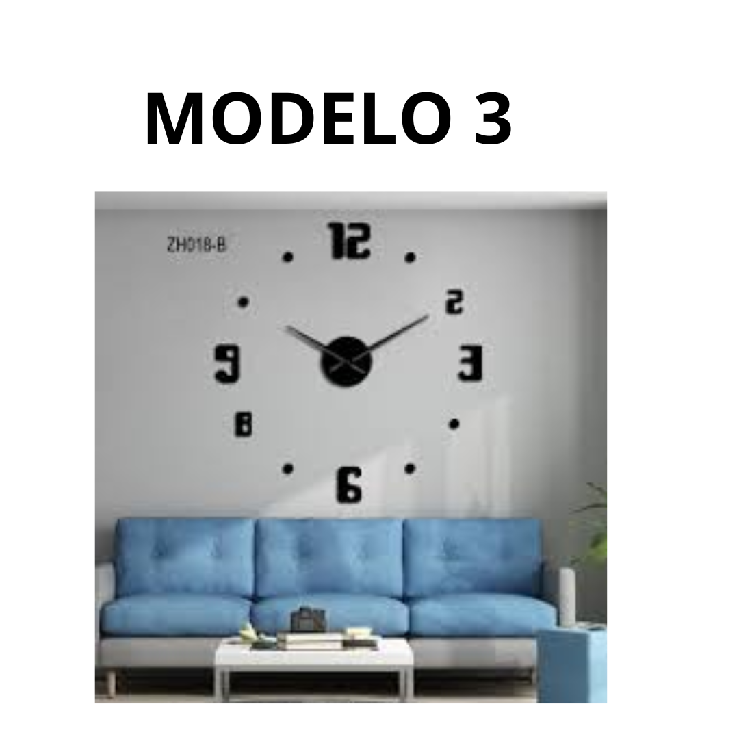 Reloj de pared 3D de 60cm Negro