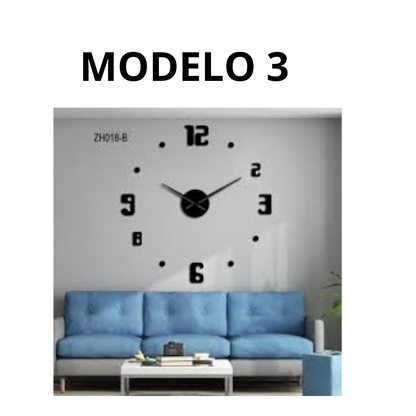 Reloj de pared 3D de 60cm Negro
