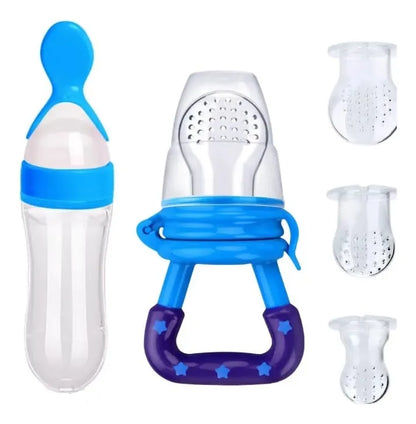 Chupo Alimentador De Fruta + Biberón Cuchara Silicona 90ml