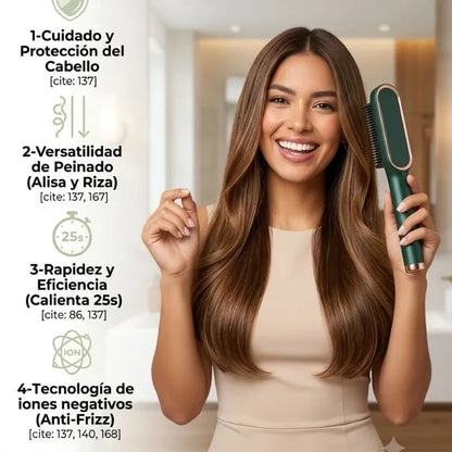 Cepillo Cerámico Iónico 2 en 1 | Alisa y Riza tu Cabello