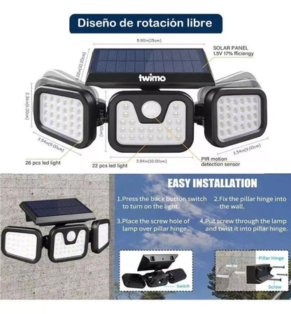 Lámpara Solar Led Giratoria Impermeable