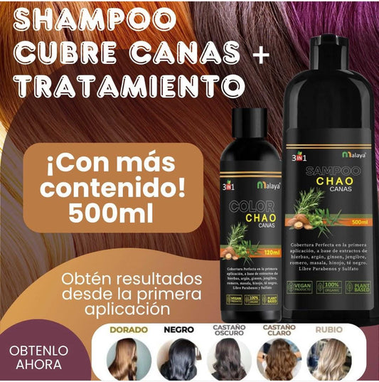 Chao Canas® | Shampoo Cubra Canas 3 in 1 + Tratamiento de Regalo